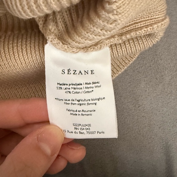 Sezane Cream Ribbed Button-Cuff Sweater - Picture 3 of 5